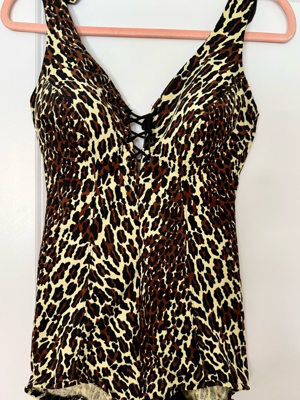Vintage Cole of California Leopard Print V-Neck Women's Bathing Suit